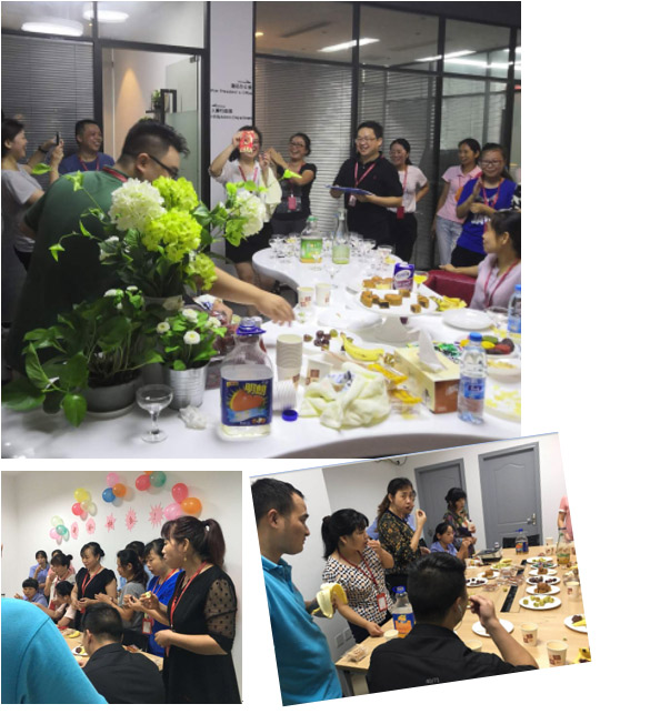 （前方車間茶話會也開展的如火如荼，大家放松心情，暢所欲言，品味中秋美食）